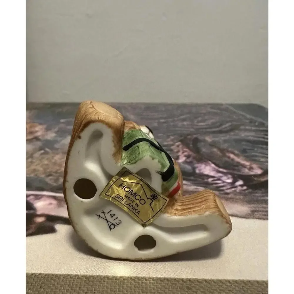 Vintage Homco #1413 Teddy Bear of the Month September Mini Porcelain Figurine